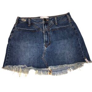 One Teaspoon Trucker Skirt Size 26 US 4 Blue Raw Hem Frayed Mini Distressed Boho